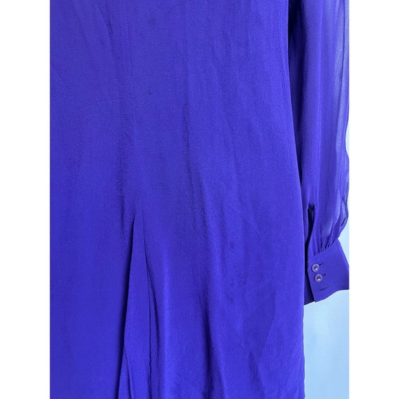 Armani Exchange Retro 100% Silk Purple Ruffle Button Down Dress Size 2 Formal - Picture 5 of 11